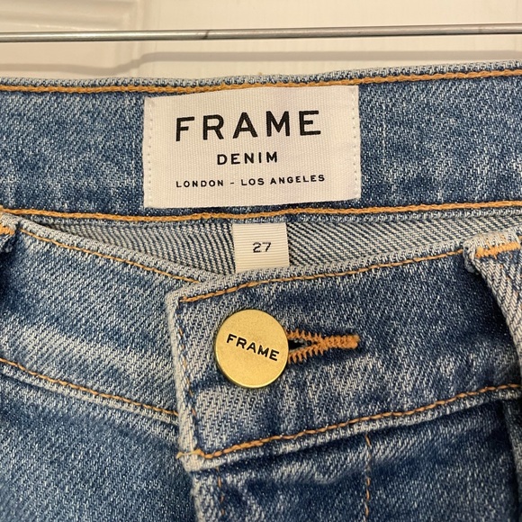FRAME Denim - Le High Straight - White/Gold Zipper - Picture 3 of 5